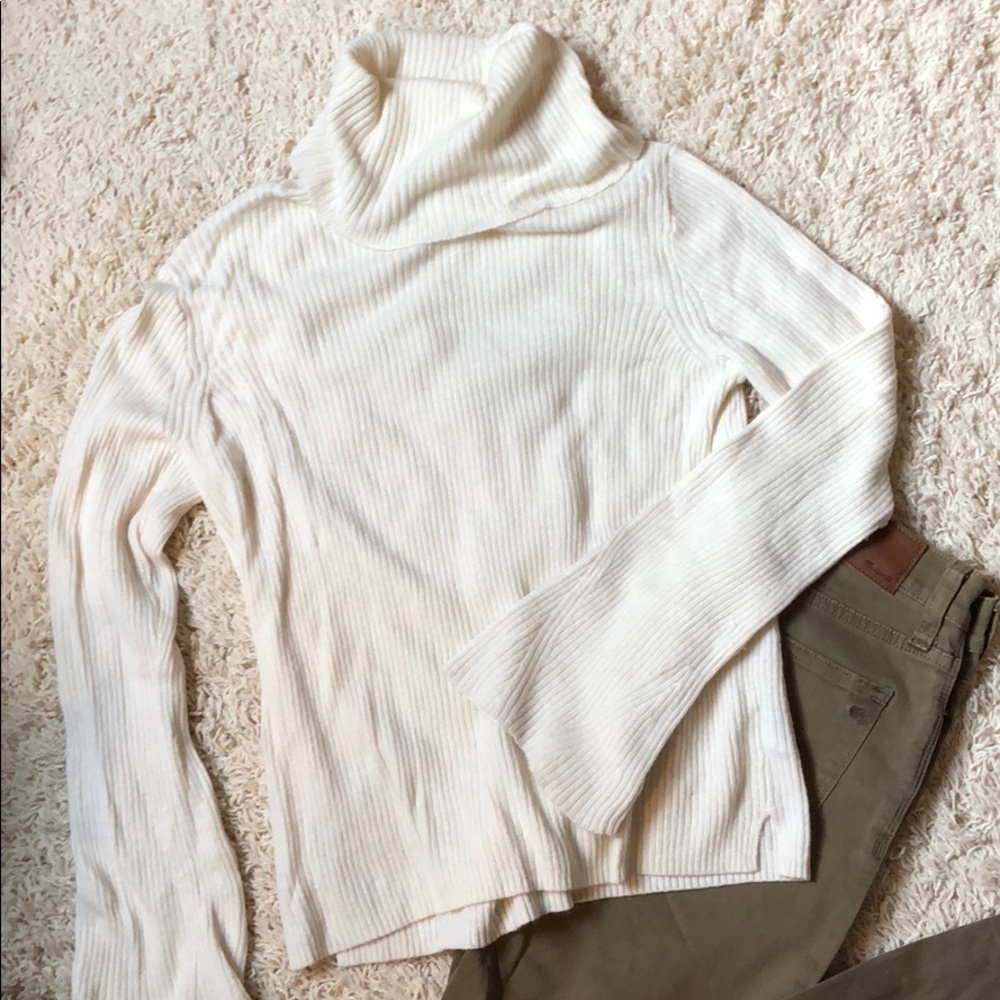 Madewell | Bellsleeve Ribbed Turtleneck | Ivory, S